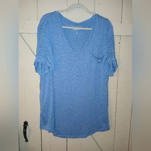 Roaman's tee with cinched short sleeves 22/24 light blue